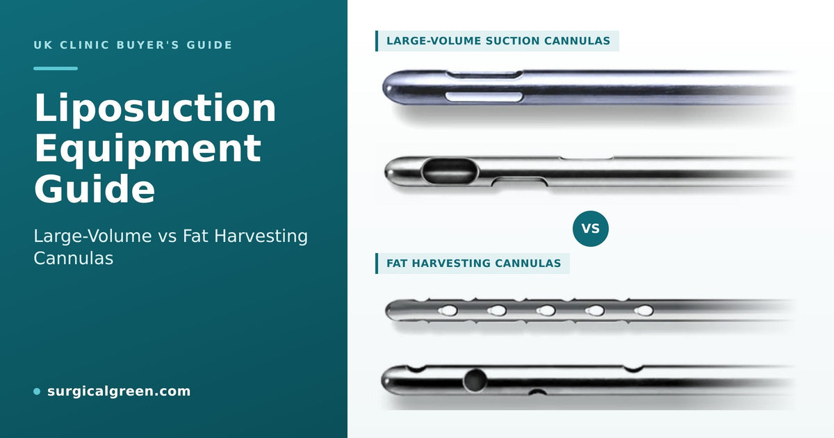 Liposuction equipment guide: large-volume suction cannulas vs fat harvesting cannulas from Surgical Green